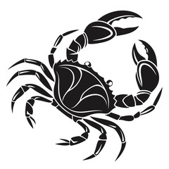Stylized black crab with white abstract design on black background