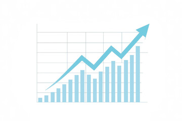 Image depicts stylized graph illustrating stock market growth, featuring upward trend with bars and lines. This visual representation conveys sense of financial success and progress