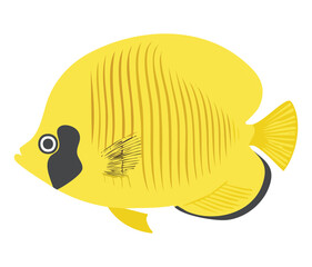 Detailed Illustration of a Yellow Tropical Fish with Dark Spot Markings Showcasing Unique Patterns in Marine Creatures