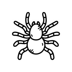 Cartoon Spider Doodle Illustration With Eight Legs on Transparent Background