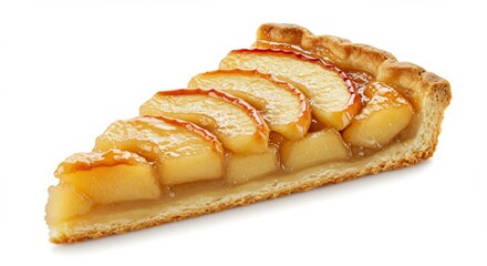 Delicious Slice of Apple Pie with Golden Crust.