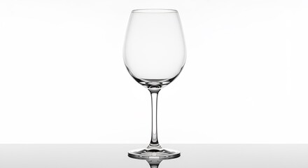 Elegant Empty Wine Glass on White Background.