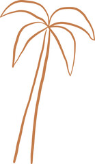 Line Art Minimal Palm Tree With Rounded Fronds