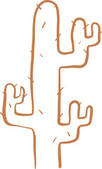 Line Art Tall Cactus With Branching Arms