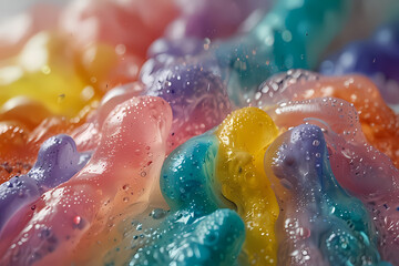Transparent slime texture background with soft pastel colors.