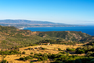 Fototapeta premium Sardinia coast landscape with Mediterranean Sea view on a summer day, in Italy