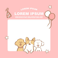 Hand Drawn Style Dogs with Balloons Birthday Post