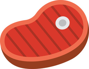 Cartoon Style Red Steak With Grilled Marks Isolated on Transparent Background