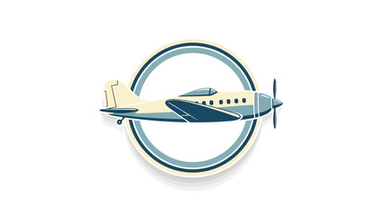 Fototapeta premium Retro Propeller Airplane Badge Logo: Vintage Aviation and Travel Icon