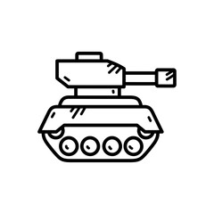 Cartoon Tank Illustration with Thick Black Outline on Transparent Backdrop Military Doodle Style Icon for Creative Projects and War Themed Designs