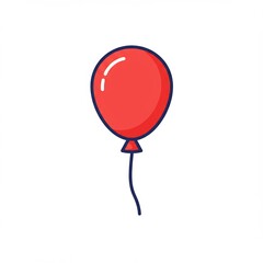 Red Balloon Floating Isolated On White Background.