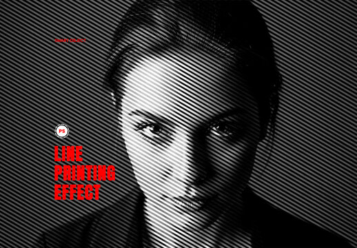 Line Printing Photo Effect Template
