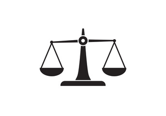 Black and White Scales of Justice Icon.