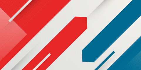 Abstract bright blue and red shapes pattern on white color background. Simple and trendy banner background concept. Eps10 vector