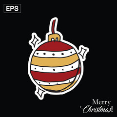 Christmas Ornament Sticker with Sparkling Accents