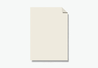 Blank Cream Paper Sheet with Folded Corner.