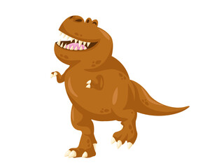 Cartoon Tyrannosaurus Rex with Brown Skin and Transparent Background Isolated Design Element for Graphic Projects and Childrens Illustrations