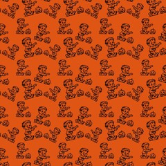Halloween Seamless Patterns Orange Black Digital Paper