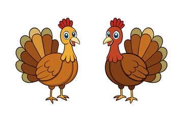 Turkey bird illustration, detailed feathers, isolated vector on white background