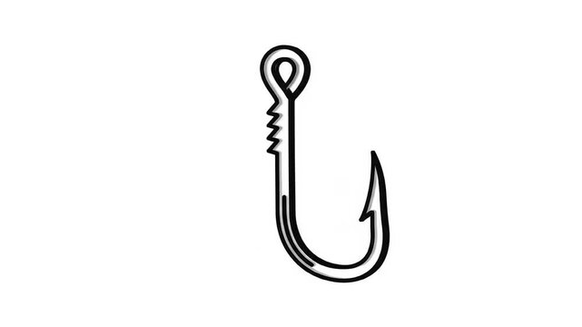 Detailed fishing hook illustration on a white background for design.