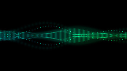 An illustration of neon colored waveform