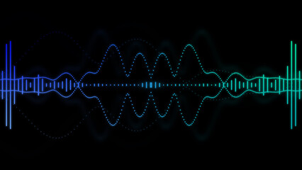 An illustration of neon colored waveform