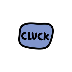 Cartoonish Isolated Cluck Cloud with Bubble Lettering in Blue, White, and Black with Transparent Background