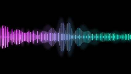 An illustration of neon colored waveform