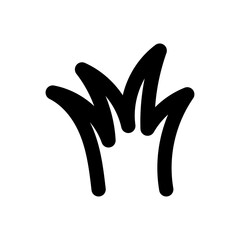 Minimalist Black Grass Tuft Illustration on Transparent Background Graphic Resource Icon Symbol