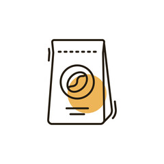 Minimalist Coffee Bag Icon with Brown Circle Detail on Transparent Background in Line Art Style Detailed Vector Illustration for Food Concepts