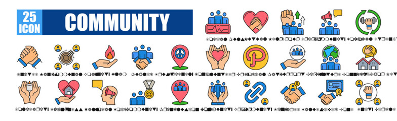 Community  icon pack collection set Social Pulse, Mutual Help, Group Spirit, Community Voice, Local Strength