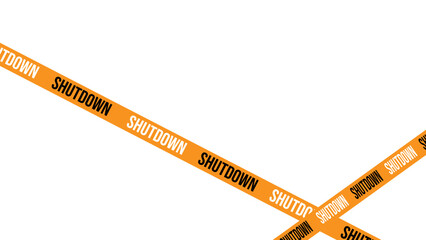 USA Shut Down with Yellow Hazard Tape Design Background. banner for poster, flyer, ads, brochure, instagram, web. USA shutdown and government closed concept. Vector Illustration 
