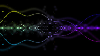 An illustration of neon colored waveform