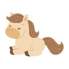 Cute cartoon horse. Symbol of year 2026. Isolated white background. Vector illustration.
