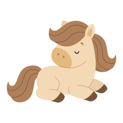 Cute cartoon horse. Symbol of year 2026. Isolated white background. Vector illustration.