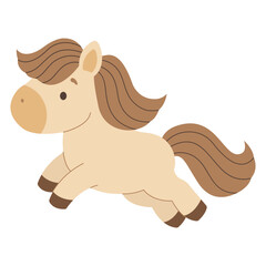 Cute cartoon horse. Symbol of year 2026. Isolated white background. Vector illustration.