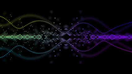 An illustration of neon colored waveform