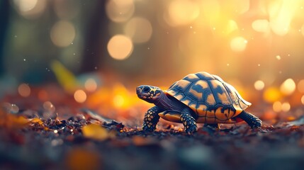 Tortoise sunset forest walk nature autumn