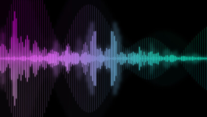 An illustration of neon colored waveform