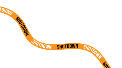 USA Shut Down with Yellow Hazard Tape Design Background. banner for poster, flyer, ads, brochure, instagram, web. USA shutdown and government closed concept. Vector Illustration 