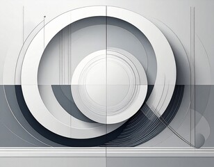 Obraz premium Geometric Harmony: A mesmerizing composition of layered circles and lines in a minimalist style. This design showcases clean geometry, capturing a sense of balance and visual intrigue.