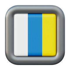 3D Rendered Flag of Canary Islands in a Rounded Square Icon.