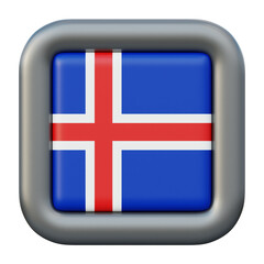 Obraz premium Icelandic Flag Icon 3D Rendered Square Button.