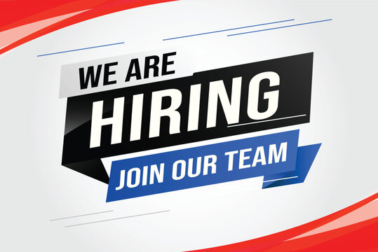 hiring recruitment Join now design for banner poster We are hiring lettering with geometric shapes lines. Vector illustration typographic. Open vacancy design template modern concept
