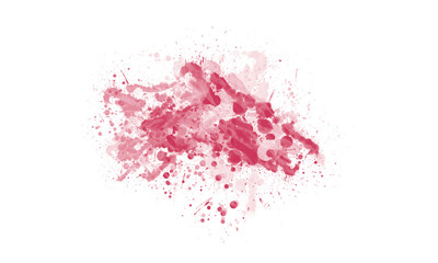 Abstract Vibrant Red Paint Splatter Watercolor texture on Transparent Background
