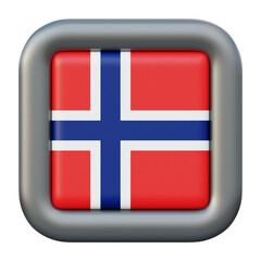 Obraz premium Norway Flag Icon 3D Rendered Square Button.