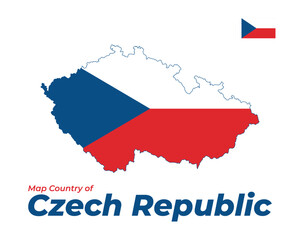 Fototapeta premium Map of Czech Republic with national flag colors and coat of arms inside. Vector illustration of European country outline, patriotic symbol design.