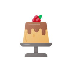 Chocolate Dessert Icon with Red Berries on Transparent Background Vector Illustration