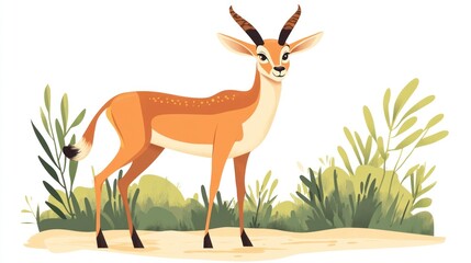 Gazelle grassland savanna illustration wildlife design