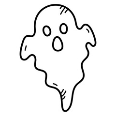 Monochromatic Spooky Halloween Ghost Illustration with Transparent Background Ideal for Creepy Festive Designs